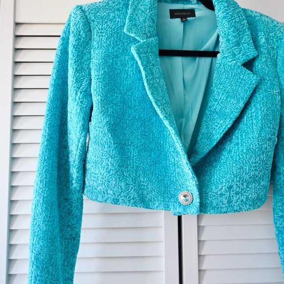MAJORELLE Turquoise Cropped Blazer - Picture 5 of 11